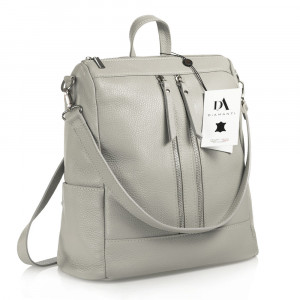 Rucsac tip geanta de dama, din piele naturala, DiAmanti Cerullo Grigio Chiaro